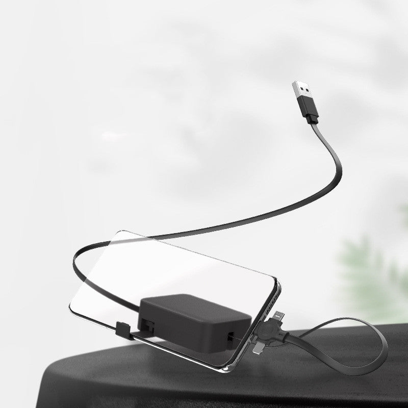 4 in 1 Retractable USB Cable Creative Macaron Type C Micro Cable for I Phone with Phone Stand Charging Data Cable Line Storage Box