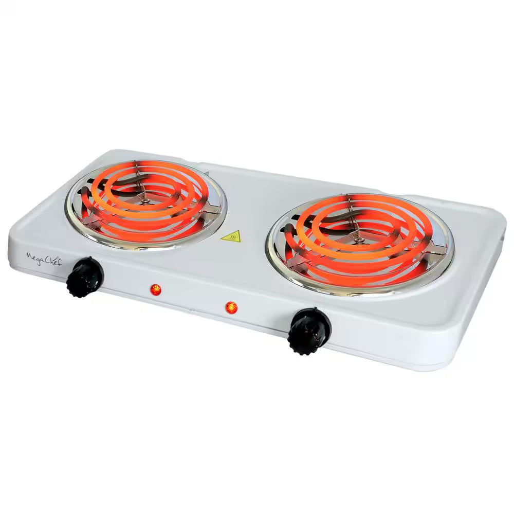 Portable 2-Burner 5.5 In. White Hot Plate with Temperature Control