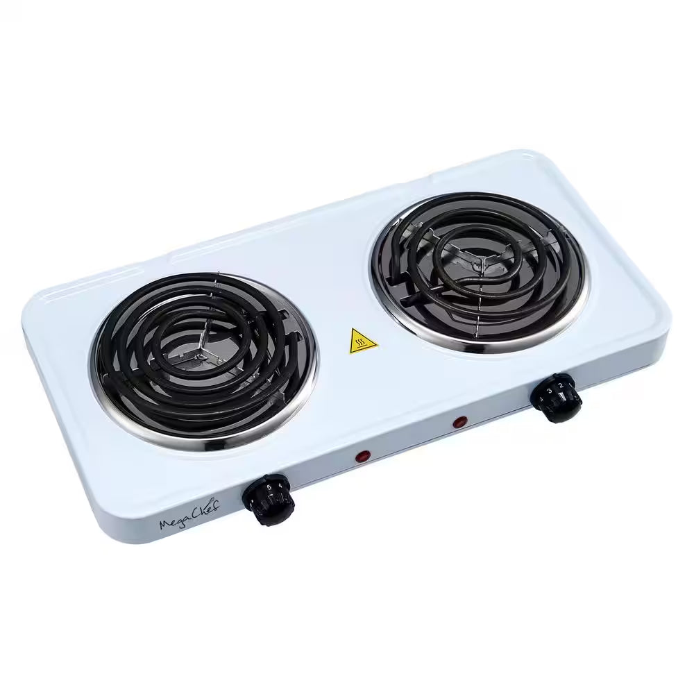 Portable 2-Burner 5.5 In. White Hot Plate with Temperature Control