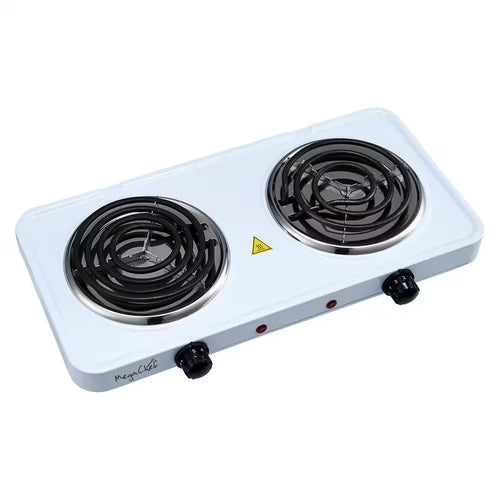 Portable 2-Burner 5.5 In. White Hot Plate with Temperature Control